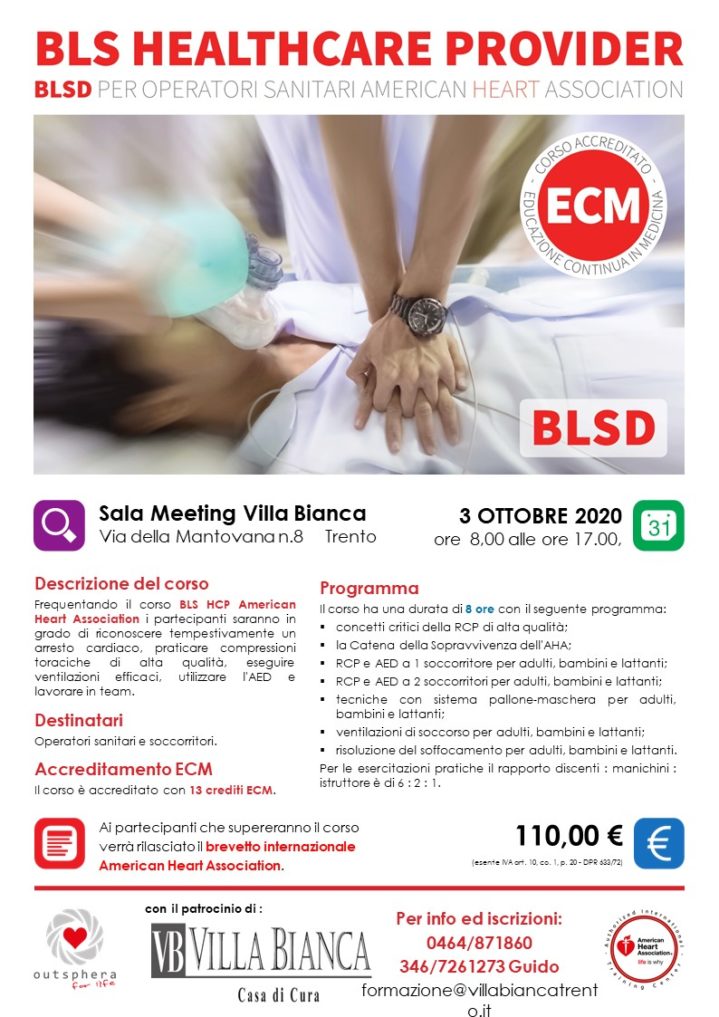 Locandina corso BLS Healthcare Provider